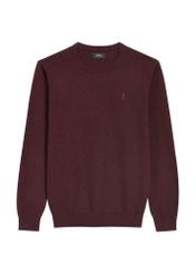 Pánsky bavlnený sveter v bordovej farbe SWEMT-0114A-4D(Z26) - pohľad spredu na produkt, na bielom pozadí.