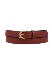 Dámsky kožený opasok v červenom odtieni PASDS-0344-3D(Z26), pohľad spredu na bielom pozadí.
