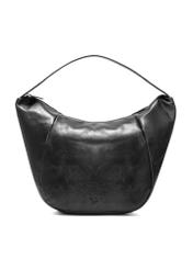 Čierna kožená taška hobo TORES-1135A-99(Z25), pohľad spredu na bielom pozadí.