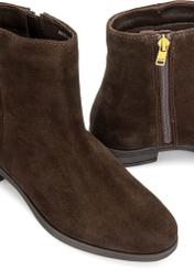 Dámske členkové čižmy z hnedej kože BUTYD-1193-89(Z25), detail produktu, pohľad na bielom pozadí.