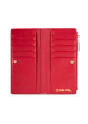 Veľká dámska peňaženka červenej farby POREC-0406-4B(W26) - pohľad na produkt zhora, na bielom pozadí.