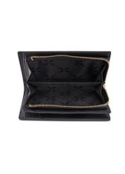 Čierna kožená dámska peňaženka PORES-0980R-9I(W26), pohľad na produkt zvnútra na bielom pozadí.