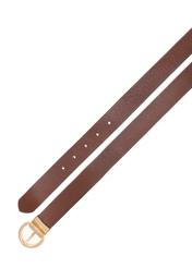 Obojstranný hnedo-čierny dámsky opasok PASDS-0175B-88(Z25), pohľad na produkt zhora na bielom pozadí.