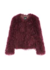 Dámska bunda z morčacieho peria FUTDF-0097A-3183(Z25), pohľad spredu na bielom pozadí.