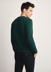 Zelený pánsky základný sveter SWEMT-0114A-54(Z25), pohľad na produkt zozadu na modeli, viditeľná polovica siluety.