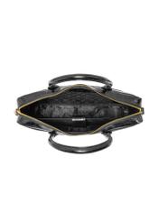 Kožená elegantná dámska kabelka z krokodílej kože TORES-1128E-99(Z25), pohľad na produkt zhora na bielom pozadí.