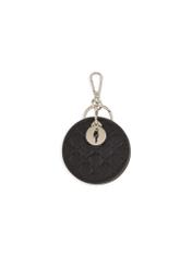 Čierna kožená kľúčenka so zrkadlom BRELOK-0215-99(Z25), pohľad na produkt zozadu na bielom pozadí.