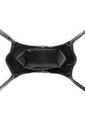 Čierna dámska nákupná kabelka TOREC-1122-9F(W26), pohľad na produkt vo vnútri na bielom pozadí.