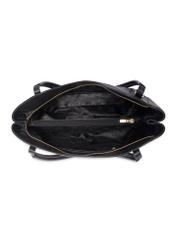 Čierna kožená nákupná taška TORES-1223-99(W26), pohľad na produkt vo vnútri na bielom pozadí.