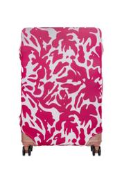 Ružový obal na veľký kufor AW-013-0007-5P-L(W26), pohľad na produkt spredu na kufri.