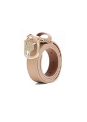 Dámsky kožený opasok béžovej farby PASDS-0275-81(Z25), diagonálny pohľad na produkt na bielom pozadí.