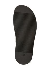 Pánske tmavohnedé kožené sandále BUTYM-0537-1I(W26), pohľad na podrážku výrobku na bielom podklade.