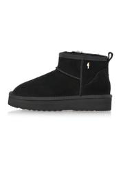 Čierne krátke dámske snehule BUTYD-1138-9E(Z26), bočný pohľad na produkt na bielom pozadí.