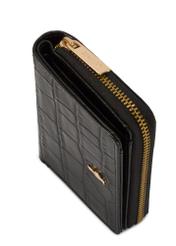 Čierna dámska peňaženka z krokodílej kože PORES-0888-9G(W26), detail produktu na bielom pozadí.