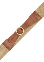 Široký dámsky opasok z prírodnej kože PASDS-0327-1E(W26) - pohľad na produkt zhora, na bielom pozadí.