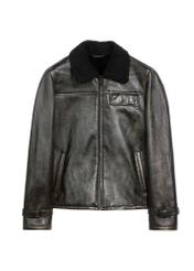 Pánsky kožený kabát z ovčej kože KOZMS-0023-3188(Z25), pohľad na produkt spredu na bielom pozadí.Pánsky kožený kabát z ovčej kože KOZMS-0023-3188(Z25), pohľad na produkt spredu na bielom pozadí.