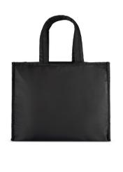 Čierna veľká dámska kabelka TOREN-0343-99(W26), pohľad na produkt zozadu na bielom pozadí.