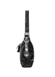 Schwarze Lackleder Damenhandtasche TOREC-1073-99(Z25), Produktansicht von der Seite auf weißem Hintergrund.