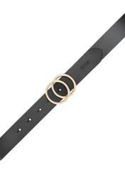 Čierny dámsky opasok s motívom krokodílej kože PASDS-0172E-99(Z25), pohľad na pracku výrobku na bielom pozadí.