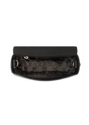 Dámska čierna kožená taška cez rameno TORES-1283-9I(W26) - pohľad na produkt zhora, na bielom pozadí.