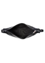 Čierna polkruhová dámska kabelka TOREC-1146-99(W26), pohľad na produkt vo vnútri na bielom pozadí.