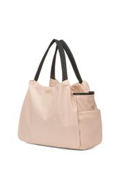 Púdrovo ružová taška pre mamičku TOREN-0308-5A(W26) - diagonálny pohľad na produkt na bielom pozadí.