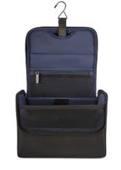 Veľká čierna pánska kozmetická taška TORMN-0405-99(W26), pohľad na produkt zvnútra na bielom pozadí.