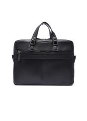 Čierna kožená taška na notebook TORMS-0496-99(W26) - pohľad na produkt zozadu, na bielom pozadí.