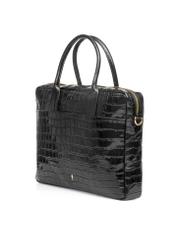 Kožená elegantná dámska kabelka z krokodílej kože TORES-1128E-99(Z25), pohľad na produkt diagonálne na bielom podklade.