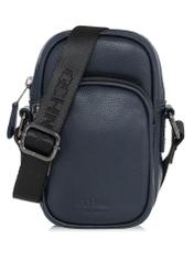 Leather navy blue men's shoulder bag TORMS-0409D-69(W25)-01