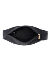 Čierna nylonová dámska kabelka TOREN-0338-99(W26), pohľad na produkt vo vnútri na bielom pozadí.