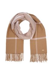 Veľká dámska šatka v ťavej farbe SZADT-0100-1L(Z26), pohľad spredu na bielom pozadí.