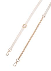 Kožená taška do kufra krémovej farby TORES-1270-0B(W26), pohľad na popruh produktu na bielom pozadí.