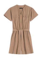 Dámsky krátky viskózový overal KOBDT-0014-1D(W26), pohľad spredu na bielom pozadí.