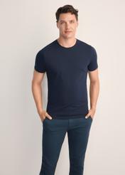 Pánske tmavomodré basic tričko s logom TSHMT-0091-69(KS)