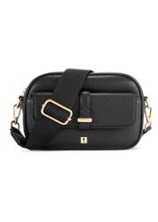 Malá čierna dámska kabelka TOREC-1174-99(W26), pohľad spredu na bielom pozadí.