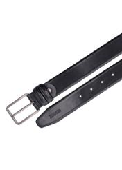 Pánsky čierny kožený opasok PASMS-0284-99(Z26), pohľad zhora na produkt na bielom pozadí.