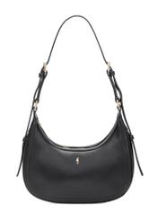 Čierna malá hobo taška TOREC-1136-99(W26), pohľad spredu na bielom pozadí.