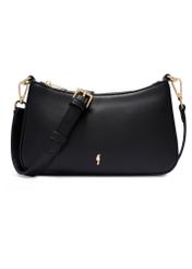 Čierna dámska kabelka cez rameno TOREC-1189-99(W26) - pohľad spredu na produkt, na bielom pozadí.