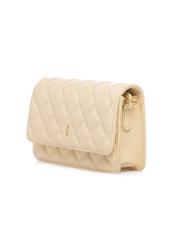 Žltá malá prešívaná dámska kabelka TOREC-1033-2A(W26), diagonálny pohľad na produkt na bielom pozadí.