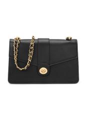 Čierna dámska taška cez rameno TOREC-1137-99(W26), pohľad spredu na bielom pozadí.