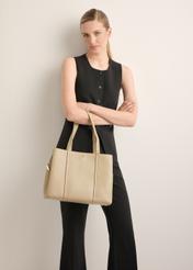 Bežová kožená shopper kabelka TORES-1342-1B(Z26)