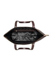 Dámska hnedá kožená nákupná kabelka TORES-0939E-1H(W26), pohľad na produkt vo vnútri na bielom pozadí.