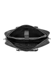 Čierna kožená taška na notebook TORMS-0494-99(W26) - pohľad na produkt zhora, na bielom pozadí.