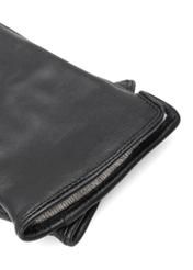 Dlhé hnedé kožené dámske rukavice REKDS-0082A-89(Z25), detailný záber produktu, pohľad na produkt na bielom pozadí.