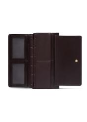 Veľká hnedá dámska peňaženka s monogramom POREC-0347A-1I(Z26), pohľad na produkt vo vnútri na bielom pozadí.