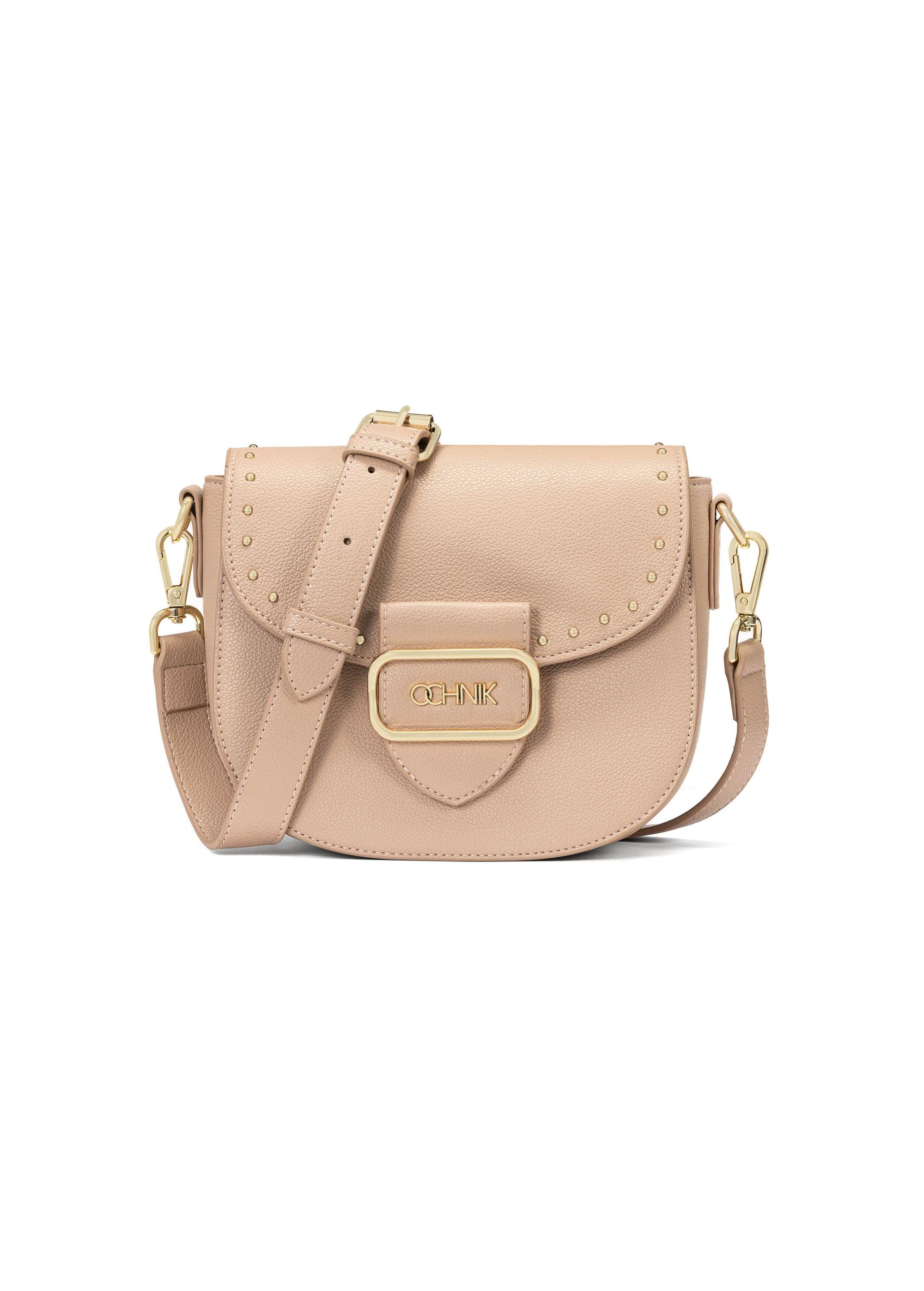 Béžová dámska crossbody kabelka s cvokmi TOREC-0880A-82(W25)