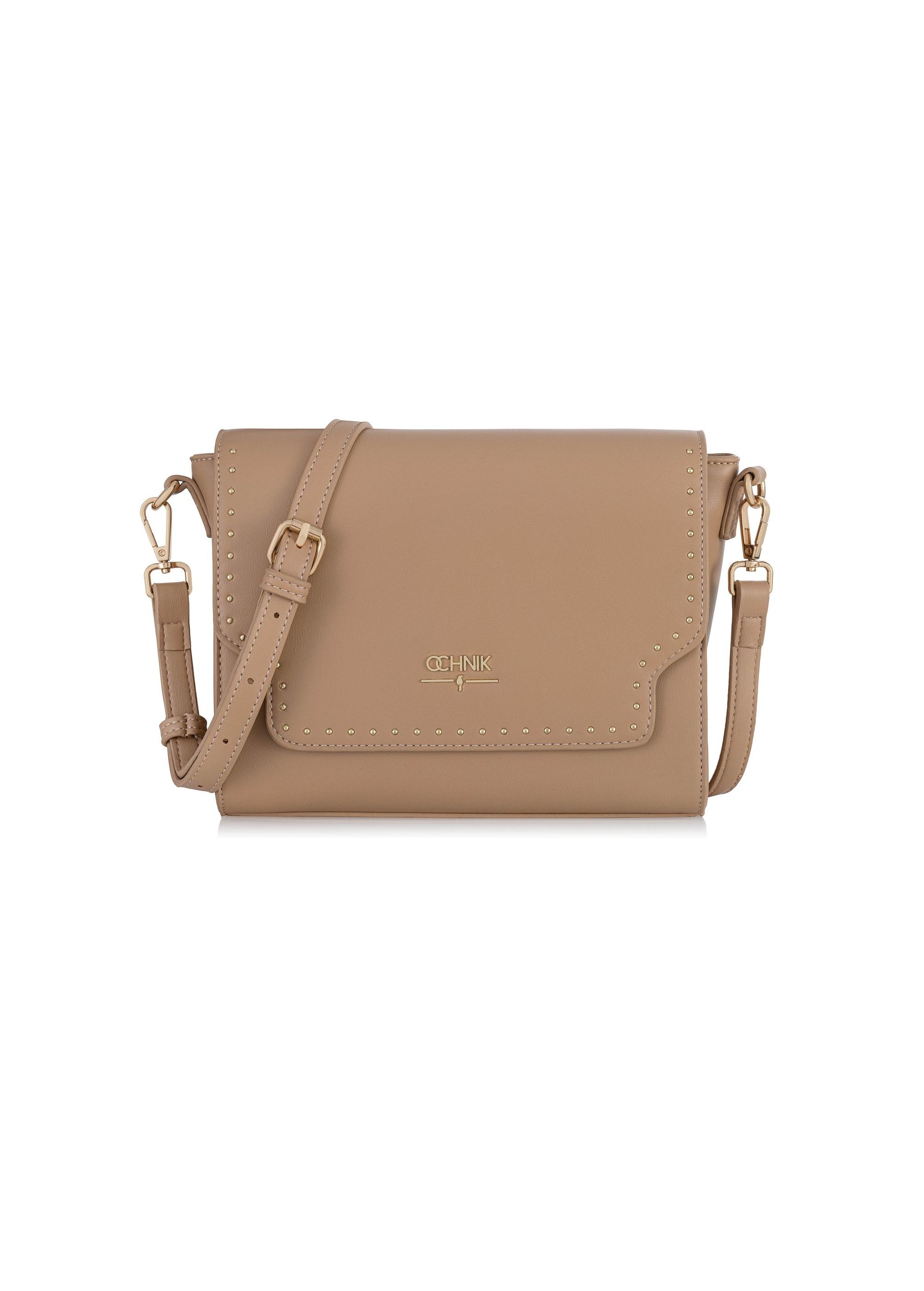 Béžová dámska crossbody kabelka s cvokmi TOREC-0899A-81(W25)