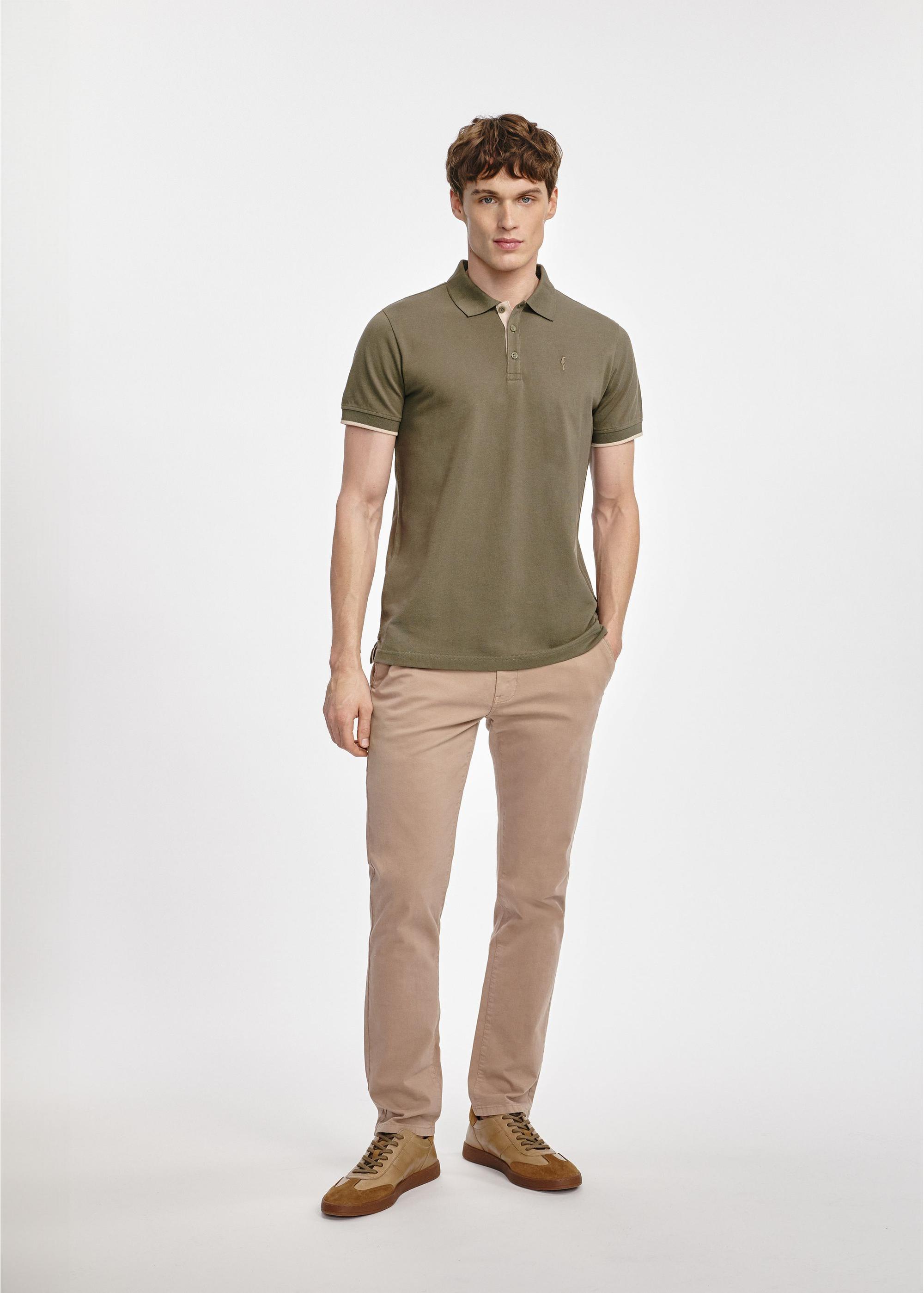 Khaki pánska bavlnená polokošeľa POLMT-0045B-55(W25)-01