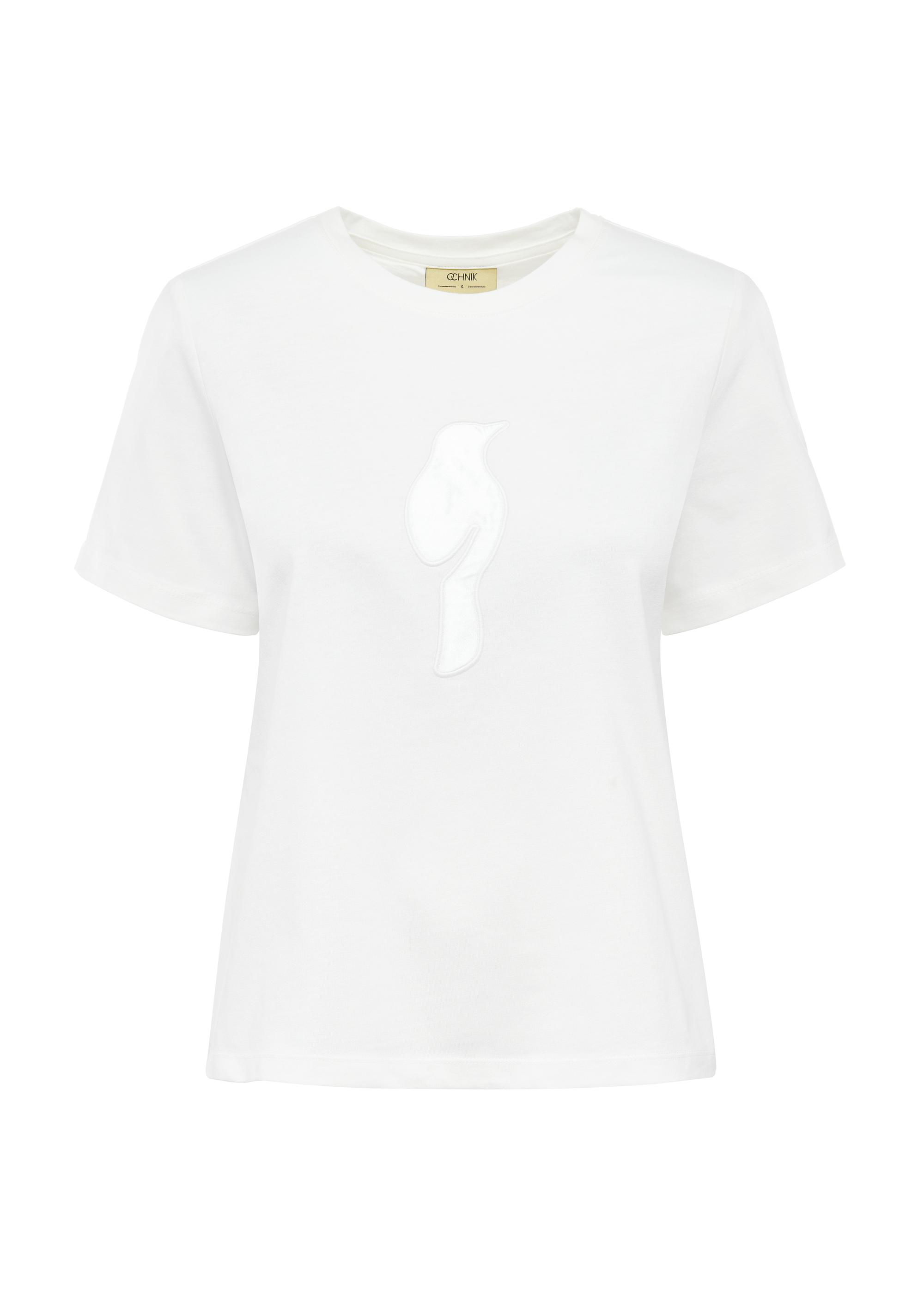 Cremefarbenes Damen-T-Shirt mit Logo TSHDT-0137-12(W25)